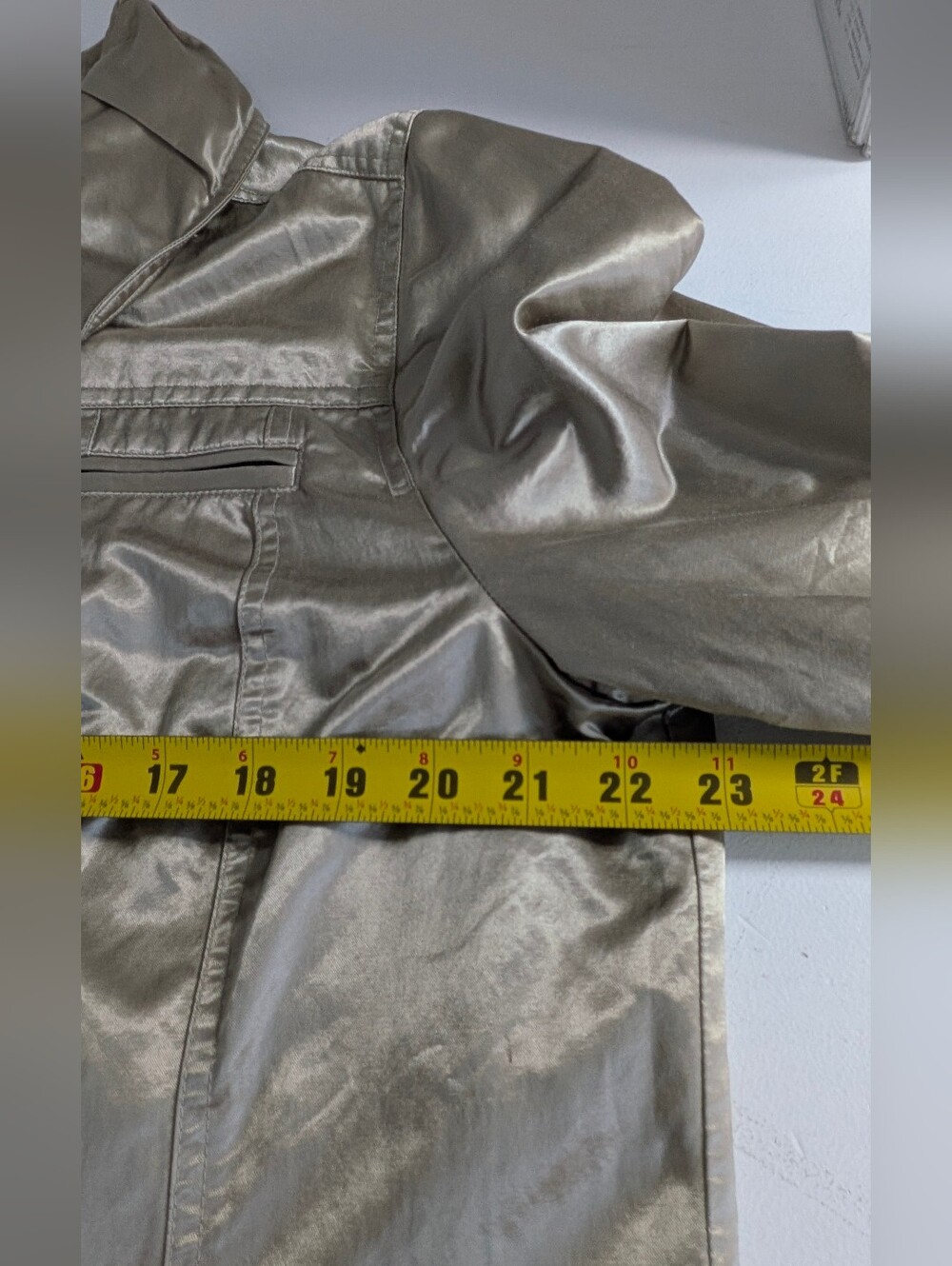 Chicos Casual Khaki Metallic Sheen Kori Jacket Front Full Zip Size 3=XL - Picture 10 of 14